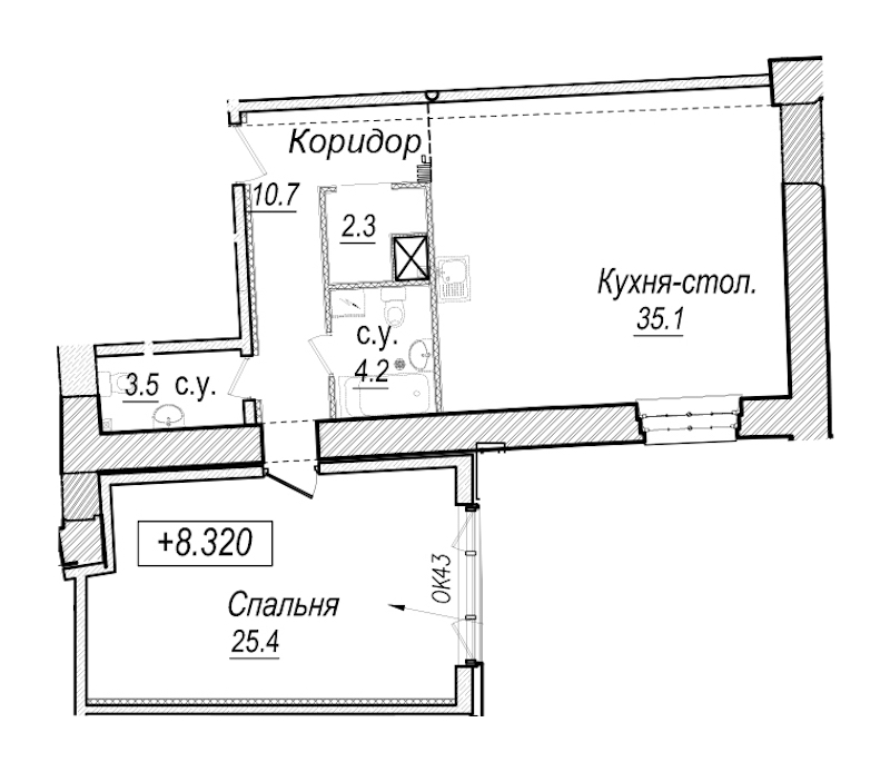 1-комнатная квартира 81.2 м², 4/5 эт., Комплекс апартаментов «Meltzer Hall»